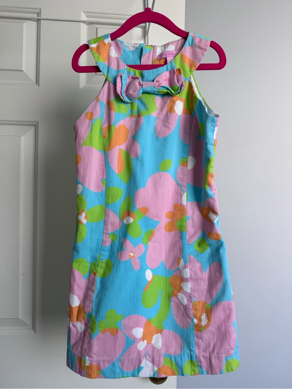 Lilly Pulitzer Shorely Blue Mojo Floral Bow Dress Girls - Excellent Condition